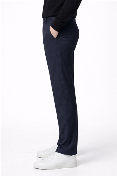 Giotelli Erkek Lacivert Dar Kesim Slim Fit Viskon Dokuma Yan Cep Normal Bel Pantolon