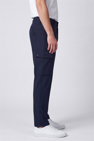 Giotelli Erkek Lacivert Dar Kesim Slim Fit Düz Kargo Cep Normal Bel Pantolon 