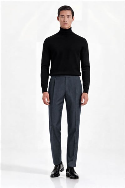 Giotelli Erkek Lacivert Dar Kesim Slim Fit Viskon Normal Bel 6 Drop Klasik Pantolon