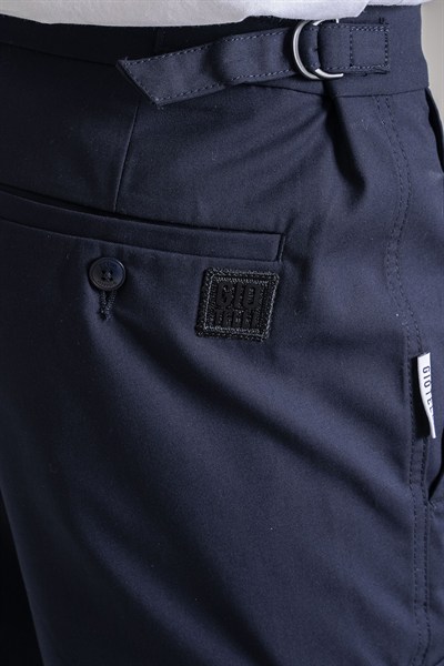 Giotelli Erkek Lacivert Dar Kesim Slim Fit Viskon Dokuma Kargo Cep Normal Bel Pantolon