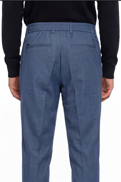 Giotelli Erkek Lacivert Normal Kesim Regular Fit Dokuma Yan Cep Duble Paça 6 Drop Pantolon