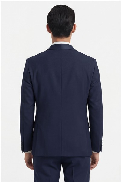 Giotelli Erkek Lacivert Dar Kesim Slim Fit Viskon Dokuma Normal Bel 6 Drop Yelekli Smokin Takım Elbise