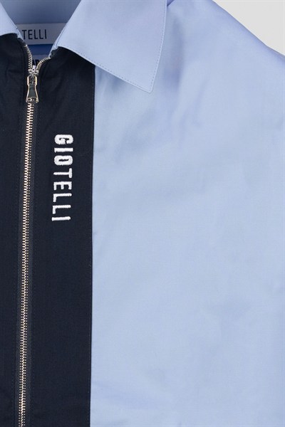 Giotelli Erkek Mavi Normal Kesim Regular Fit Dokuma Klasik Yaka Fermuarlı Gömlek