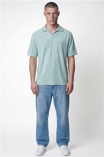 Giotelli Erkek Mint Normal Kesim Regular Fit Havlu Polo Yaka Tişört