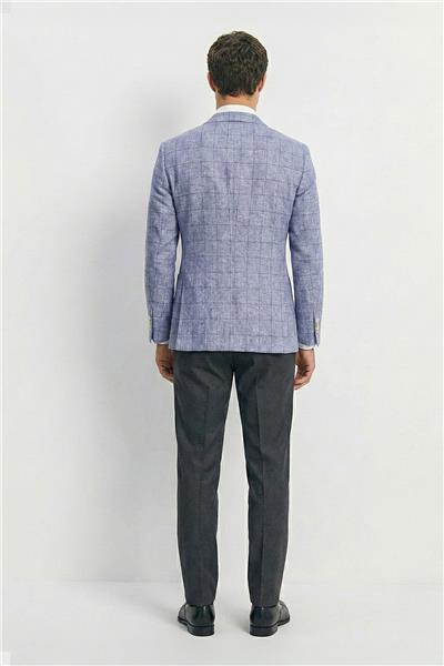 Giotelli Saks Ekose Sivri Yaka Roma Kalıp 6 Drop Astarsız Erkek Ceket