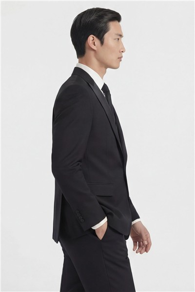 Giotelli Erkek Siyah Dar Kesim Slim Fit Viskon Dokuma Normal Bel 8 Drop Klasik Takım Elbise