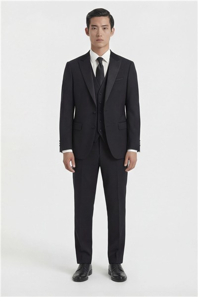 Giotelli Erkek Siyah Dar Kesim Slim Fit Viskon Dokuma Normal Bel 8 Drop Klasik Takım Elbise