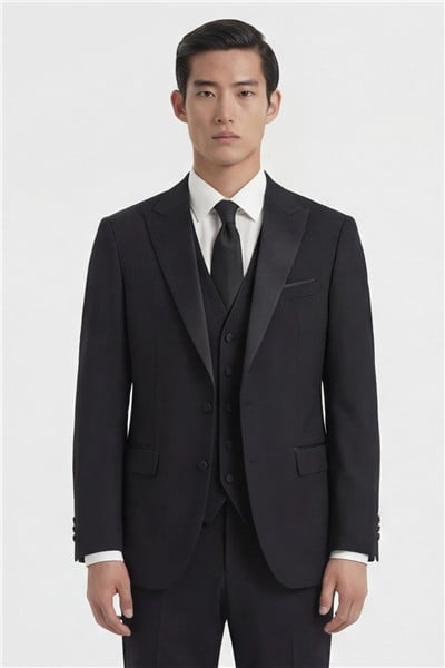 Giotelli Erkek Siyah Dar Kesim Slim Fit Viskon Dokuma Normal Bel 8 Drop Klasik Takım Elbise