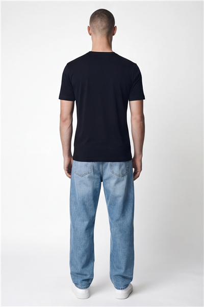 Giotelli Erkek Siyah Dar Kesim Slim Fit %100 Pamuk Bisiklet Yaka Tişört
