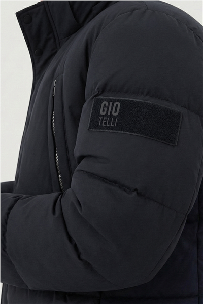 Giotelli Siyah Felix Paraşüt Kumaş Dik Yaka Fermuarlı Regular Fit Erkek Mont