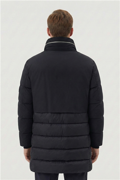 Giotelli Siyah Felix Paraşüt Kumaş Dik Yaka Fermuarlı Regular Fit Erkek Mont