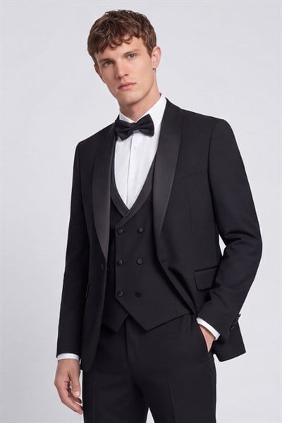 Giotelli Erkek Siyah Dar Kesim Slim Fit Yünlü Dokuma 6 Drop Smokin Takım Elbise