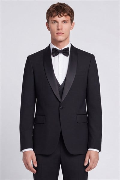 Giotelli Erkek Siyah Dar Kesim Slim Fit Yünlü Dokuma 6 Drop Smokin Takım Elbise