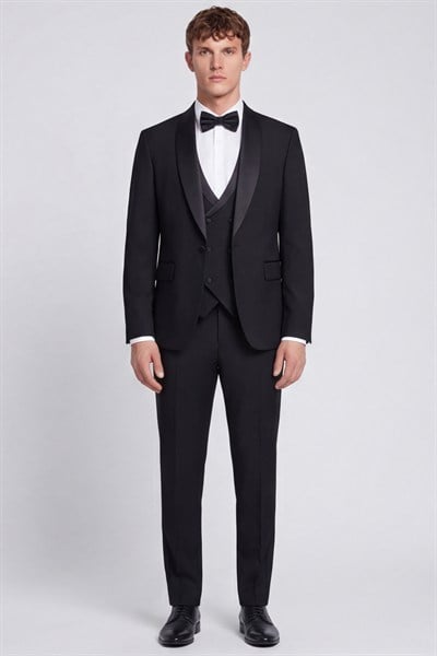 Giotelli Erkek Siyah Dar Kesim Slim Fit Yünlü Dokuma 6 Drop Smokin Takım Elbise