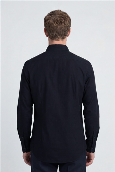 Giotelli Erkek Siyah Normal Kesim Regular Fit Uzun Kollu Düğmeli Yaka Gömlek