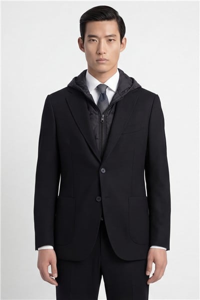 Giotelli Erkek Siyah Dar Kesim Slim Fit Yünlü Dokuma Normal Bel 6 Drop Klasik Takım Elbise