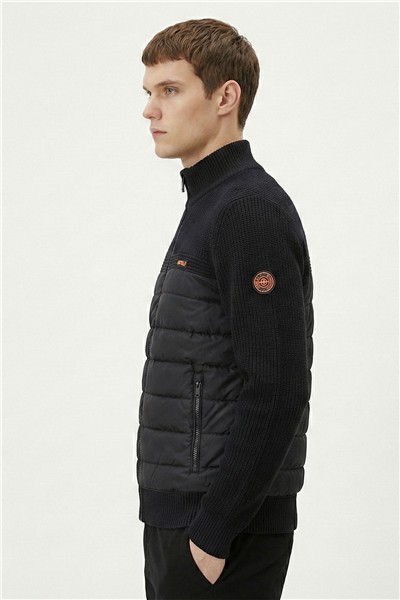 Giotelli Siyah Triko Dokulu %100 Pamuk Dış Giyim Mont