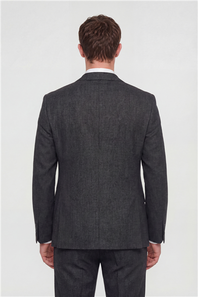 Giotelli Erkek Siyah Dar Kesim Slim Fit Viskon Fleto Kapaklı Cep Klasik Yaka 4 Drop Takım Elbise