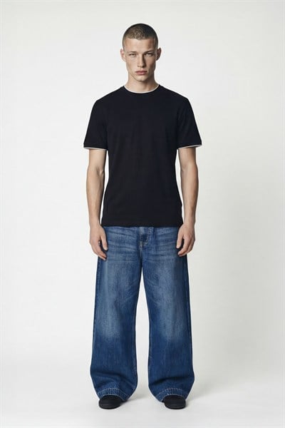 Giotelli Erkek Siyah Dar Kesim Slim Fit %100 Pamuk Bisiklet Yaka Tişört