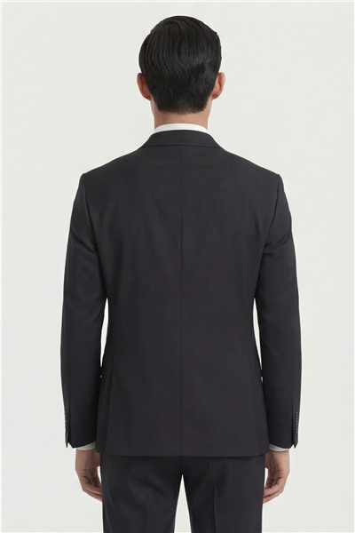 Giotelli Erkek Siyah Dar Kesim Slim Fit Viskon Klasik Yaka 8 Drop Yelekli Takım Elbise