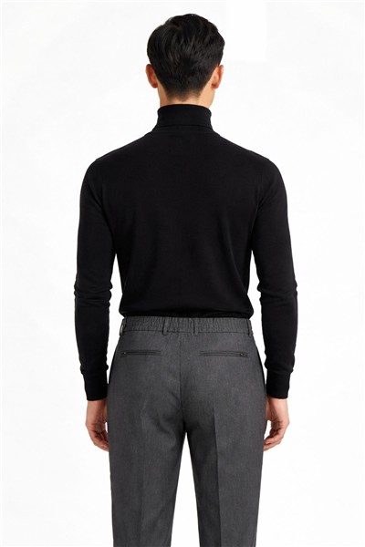 Giotelli Erkek Siyah Dar Kesim Slim Fit Viskon Normal Bel 6 Drop Klasik Pantolon