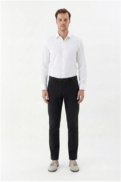 Giotelli Siyah Danwick Dokuma Kumaş Normal Bel Standart Boy Erkek Pantolon