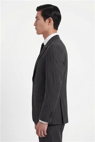 Giotelli Erkek Siyah Dar Kesim Slim Fit Viskon Dokuma Normal Bel 6 Drop Yelekli Takım Elbise