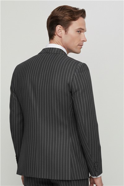 Giotelli Erkek Siyah Dar Kesim Slim Fit Pamuklu Dokuma Normal Bel 6 Drop Yelekli Klasik Takım Elbise