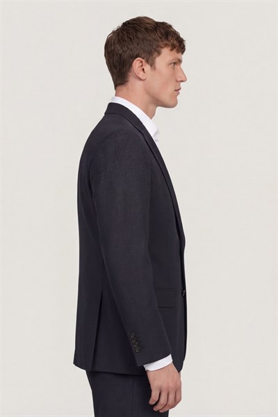 Giotelli Erkek Siyah Dar Kesim Slim Fit Viskon Dokuma Klasik Yaka 6 Drop Takım Elbise