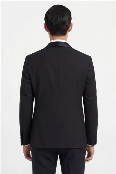 Giotelli Erkek Siyah Dar Kesim Slim Fit Viskon Dokuma Normal Bel 8 Drop Yelekli Klasik Smokin Takım Elbise