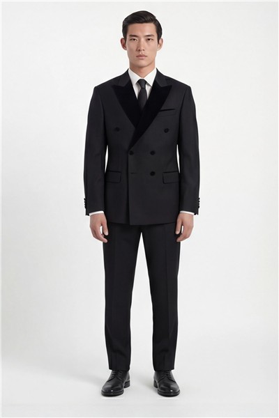 Giotelli Erkek Siyah Dar Kesim Slim Fit Viskon Dokuma Normal Bel 6 Drop Klasik Takım Elbise