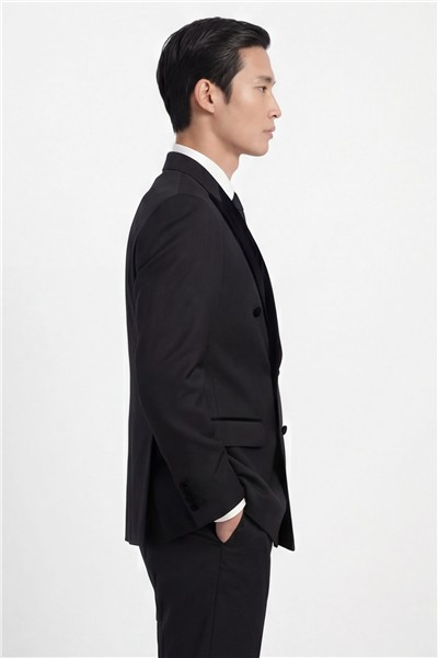 Giotelli Erkek Siyah Dar Kesim Slim Fit Viskon Dokuma Normal Bel 6 Drop Klasik Takım Elbise