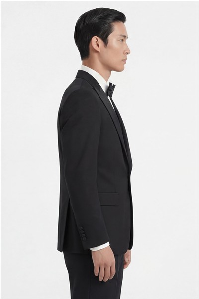 Giotelli Erkek Siyah Dar Kesim Slim Fit Viskon Dokuma Nomal Bel 6 Drop Yelekli Smokin Takım Elbise