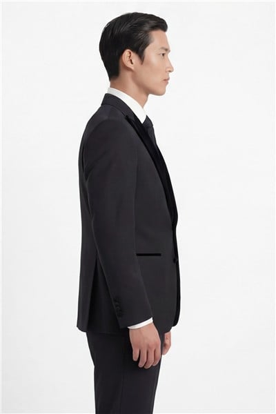 Giotelli Erkek Siyah Dar Kesim Slim Fit Viskon Dokuma Normal Bel 6 Drop Yelekli Klasik Smokin Takım Elbise