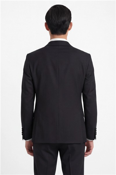 Giotelli Erkek Siyah Dar Kesim Slim Fit Viskon Dokuma Normal Bel 6 Drop Yelekli Klasik Smokin Takım Elbise