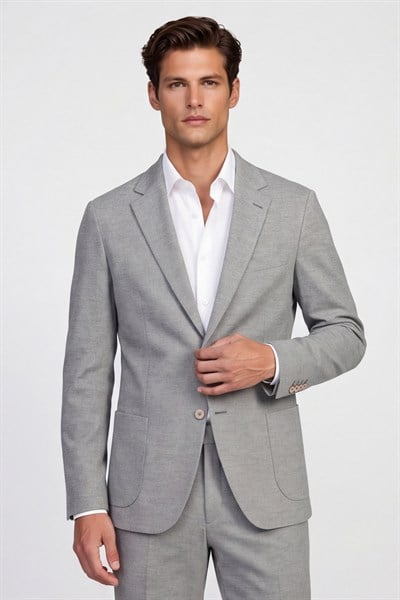 Giotelli Erkek Taş Dar Kesim Slim Fit Viskon Armürlü Klasik Yaka 6 Drop Takım Elbise