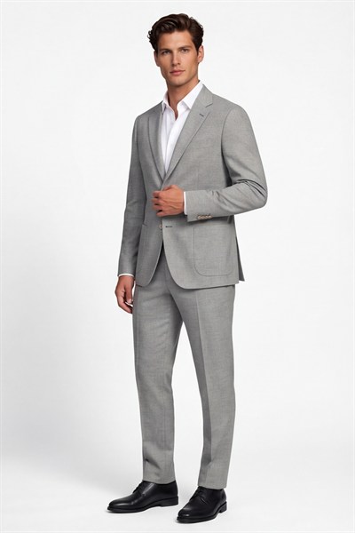 Giotelli Erkek Taş Dar Kesim Slim Fit Viskon Armürlü Klasik Yaka 6 Drop Takım Elbise