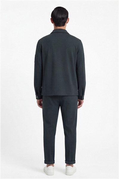 Giotelli Erkek Yeşil Dar Kesim Slim Fit Viskon Dokuma Bomber Ceketli Takım