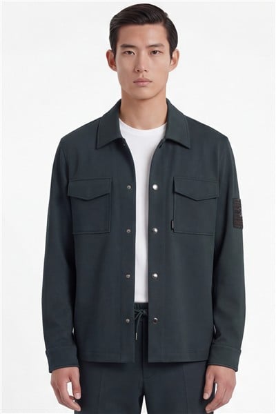 Giotelli Erkek Yeşil Dar Kesim Slim Fit Viskon Dokuma Bomber Ceketli Takım