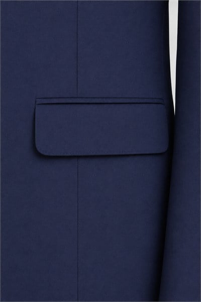 4 Drop Erkek Açık Lacivert Dar Kesim Slim Fit Viskon Mono Yaka Takım Elbise
