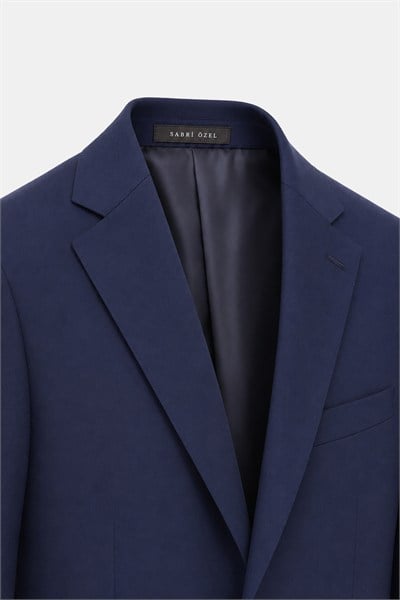 4 Drop Erkek Açık Lacivert Dar Kesim Slim Fit Viskon Mono Yaka Takım Elbise