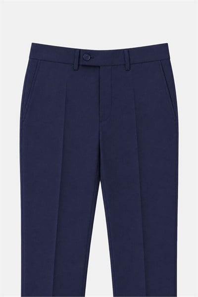 4 Drop Erkek Açık Lacivert Dar Kesim Slim Fit Viskon Mono Yaka Takım Elbise