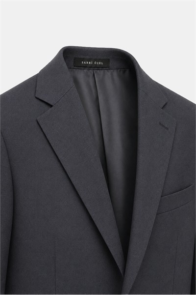 4 Drop Erkek Koyu Gri Dar Kesim Slim Fit Viskon Mono Yaka Takım Elbise