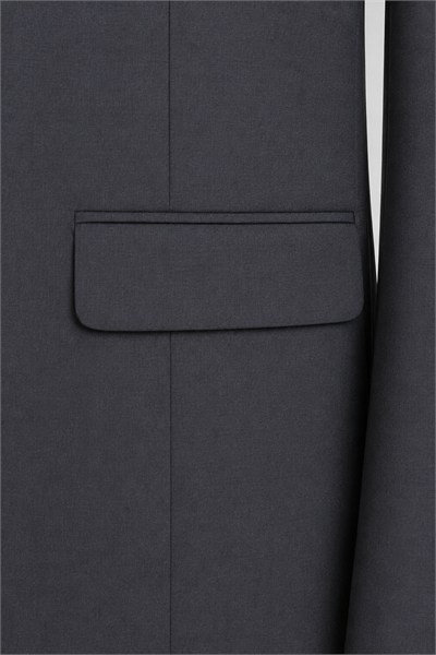 4 Drop Erkek Koyu Gri Dar Kesim Slim Fit Viskon Mono Yaka Takım Elbise