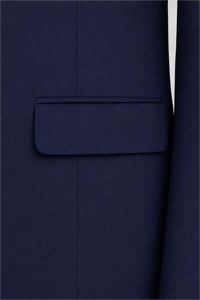 4 Drop Erkek Koyu Lacivert Dar Kesim Slim Fit Viskon Mono Yaka Takım Elbise