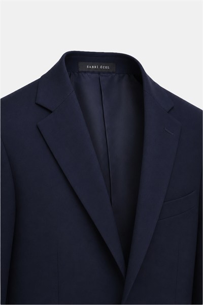 4 Drop Erkek Lacivert Dar Kesim Slim Fit Viskon Mono Yaka Takım Elbise