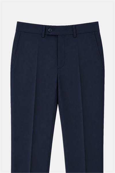 4 Drop Erkek Lacivert Dar Kesim Slim Fit Viskon Mono Yaka Takım Elbise