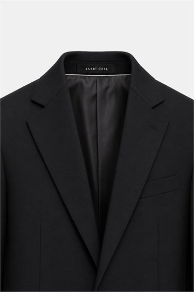 4 Drop Erkek Siyah Dar Kesim Slim Fit Viskon Mono Yaka Takım Elbise