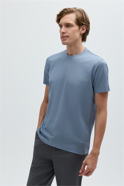 Açık İndigo SUPERFINE MERSERIZE COTTON T-SHIRT
