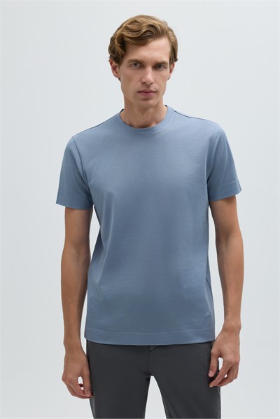 Açık İndigo SUPERFINE MERSERIZE COTTON T-SHIRT